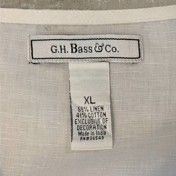 GH Bass & Company Cream & Tan Linen Blend Sleeveless Embroidered Blouse Size XL - Picture 5 of 6